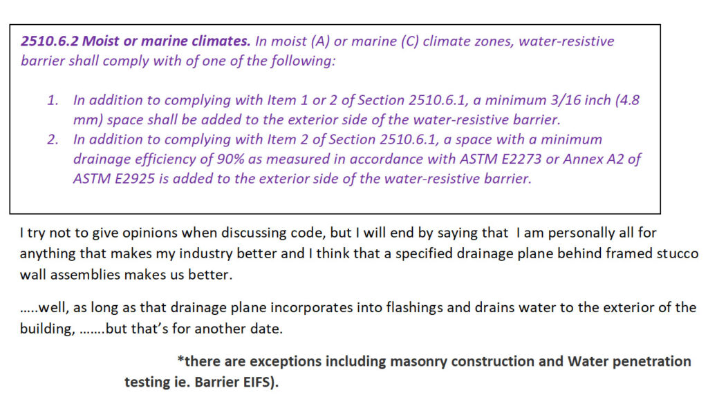 2510.6.2 Moist or Marine climates regulations 