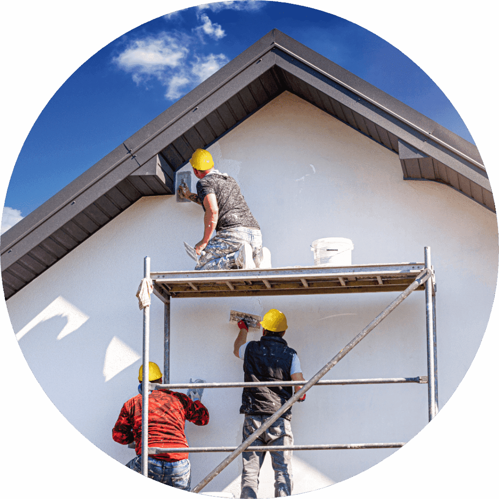 construction works apply stucco